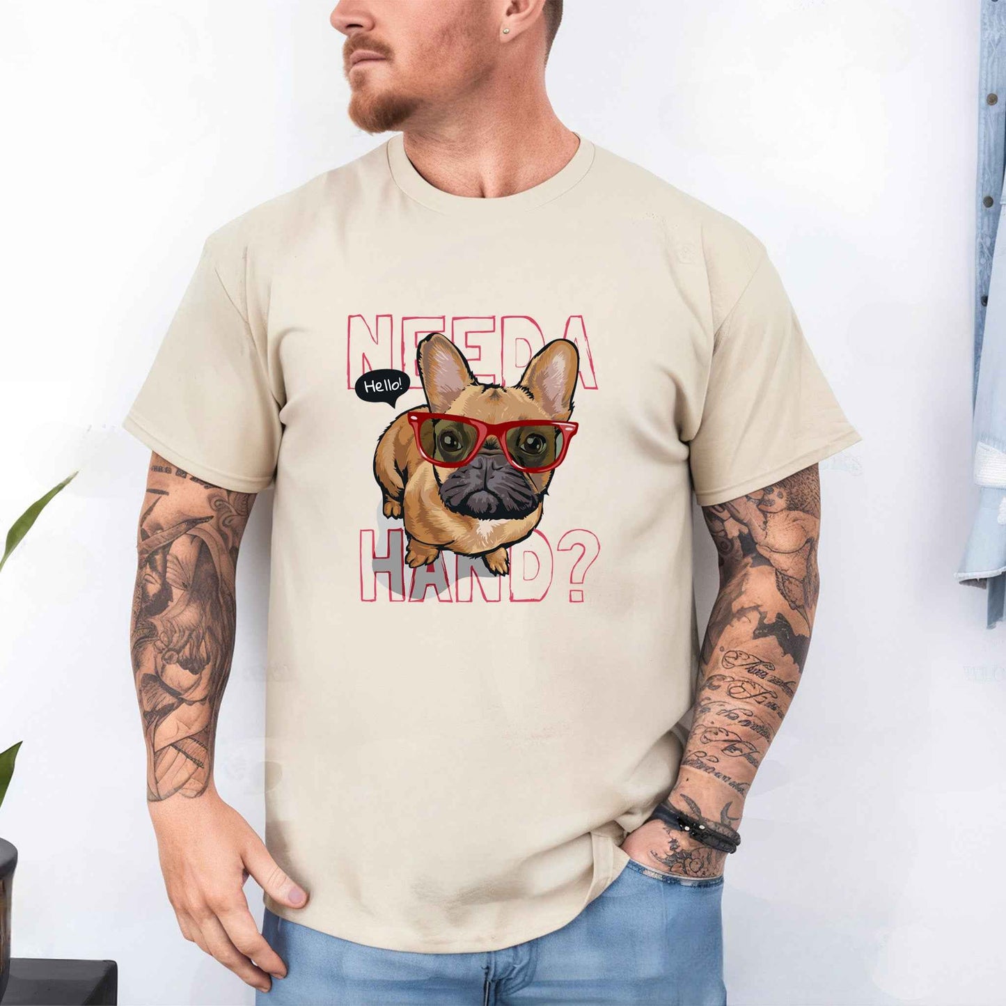 Tricou barbat din bumbac 100% cu Animale NEED A HAND?