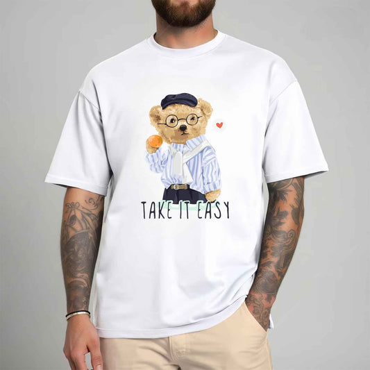 Tricou barbat din bumbac 100% cu Ursuleti TAKE IT EASY
