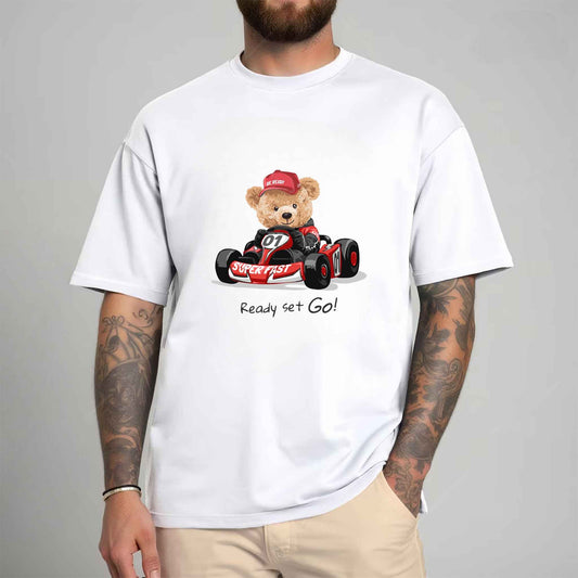 Tricou barbat din bumbac 100% cu Ursuleti READY SET GO