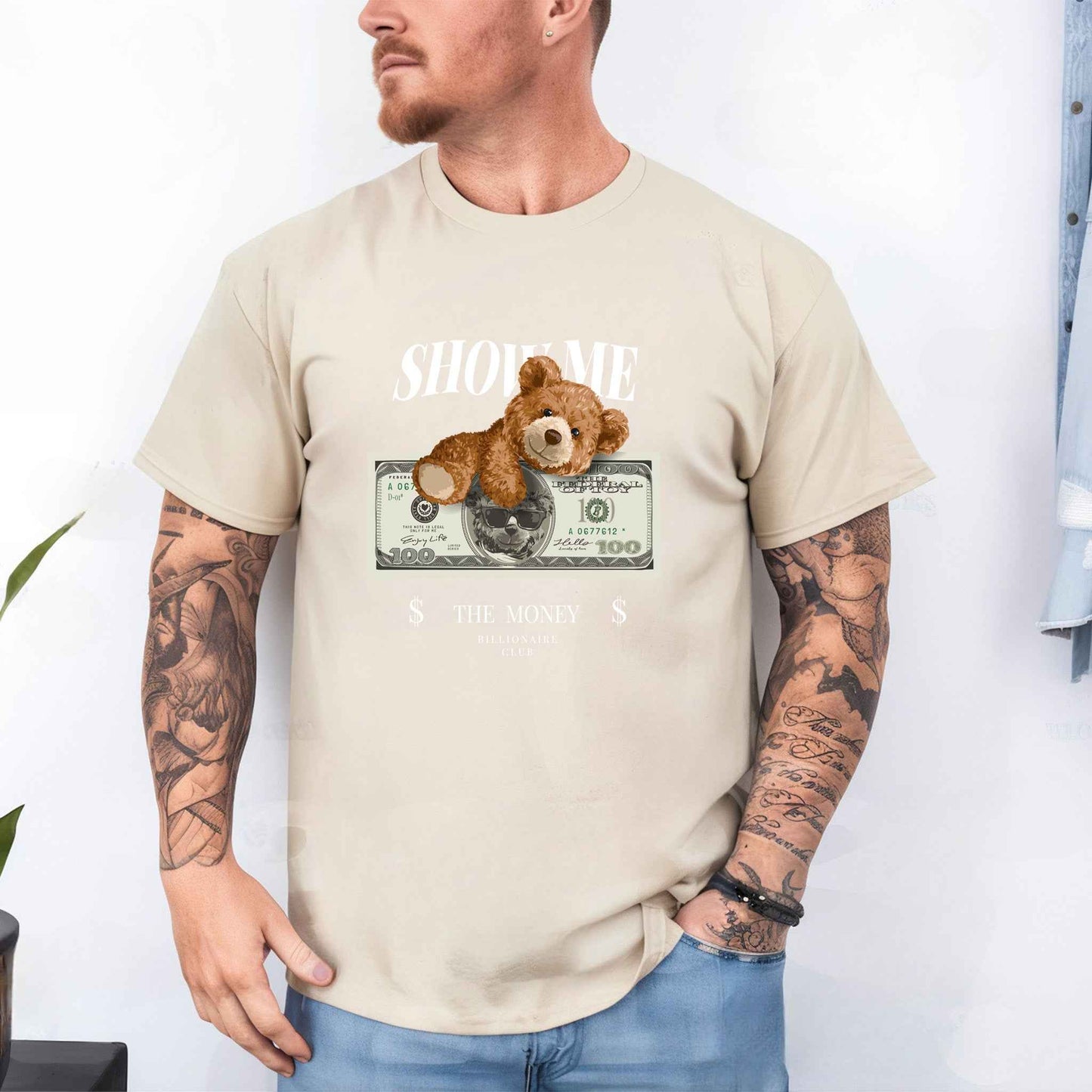Tricou barbat din bumbac 100% cu Ursuleti SHOW ME THE MONEY