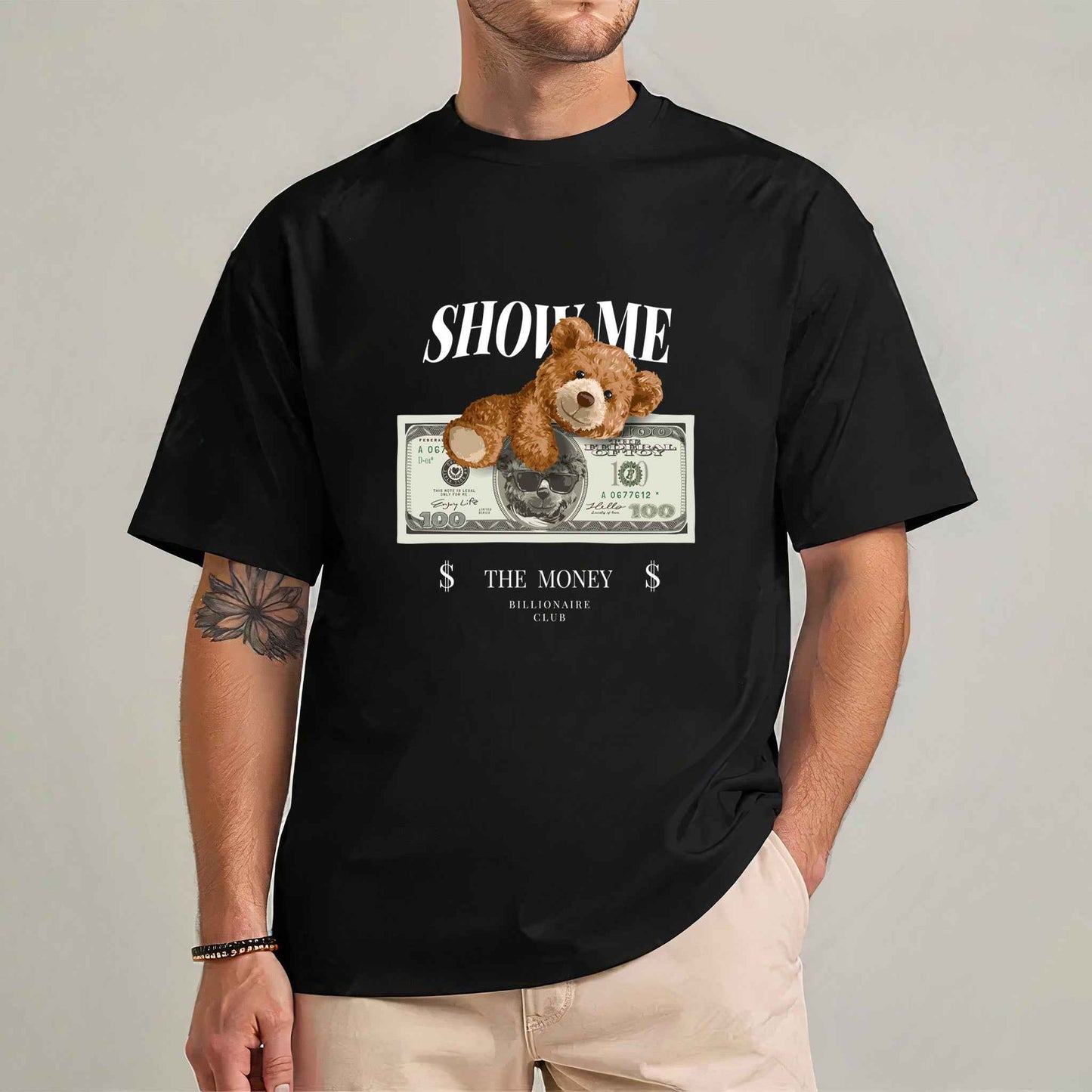 Tricou barbat din bumbac 100% cu Ursuleti SHOW ME THE MONEY