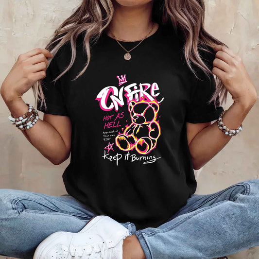 Tricou dama din bumbac 100% Vibrant KEEP IT BURNING