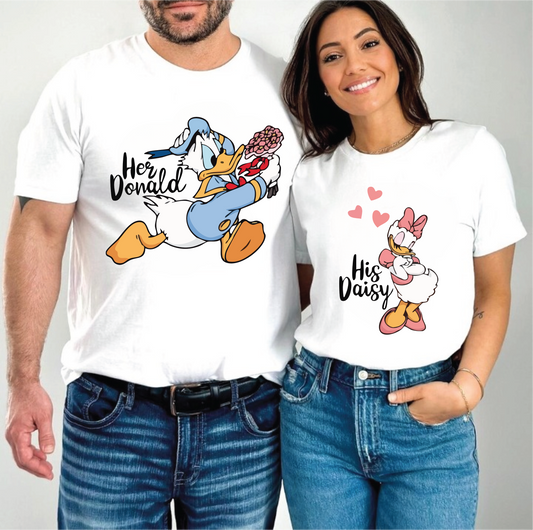 Tricouri de Cuplu Oversized din bumbac 100% DONALD & DAISY